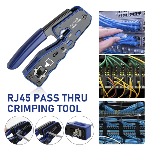 RJ45 Crimp Tool Kit Pass Through Ethernet Crimper - Image 2