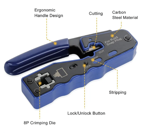 RJ45 Crimp Tool Kit Pass Through Ethernet Crimper - Image 4